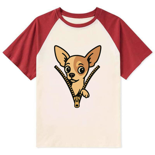 Chihuahua - Contrast Raglan T-shirt - Red