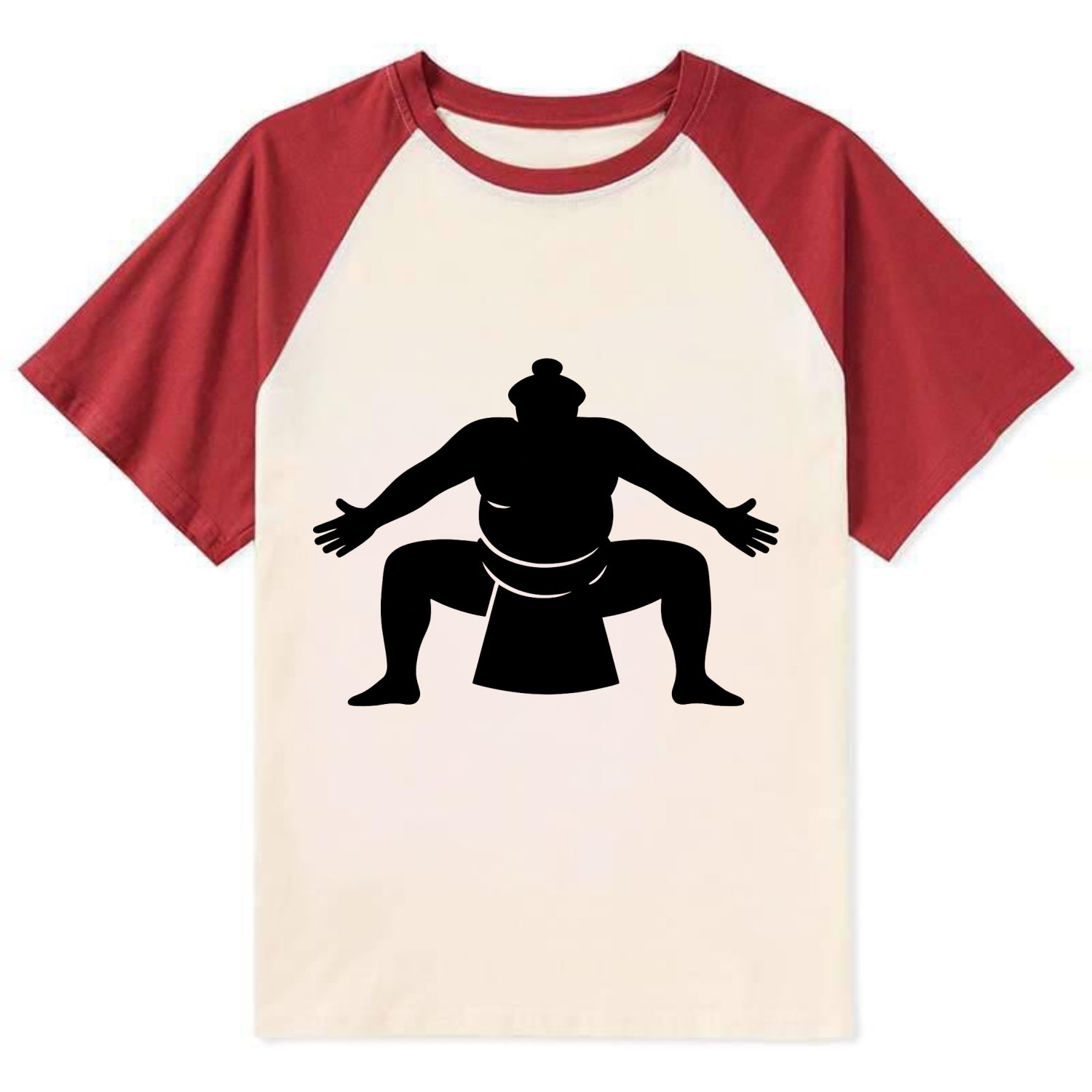 Japanese sumo wrestler ceremonial stance - Contrast Raglan T-shirt - Red