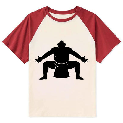Japanese sumo wrestler ceremonial stance - Contrast Raglan T-shirt - Red