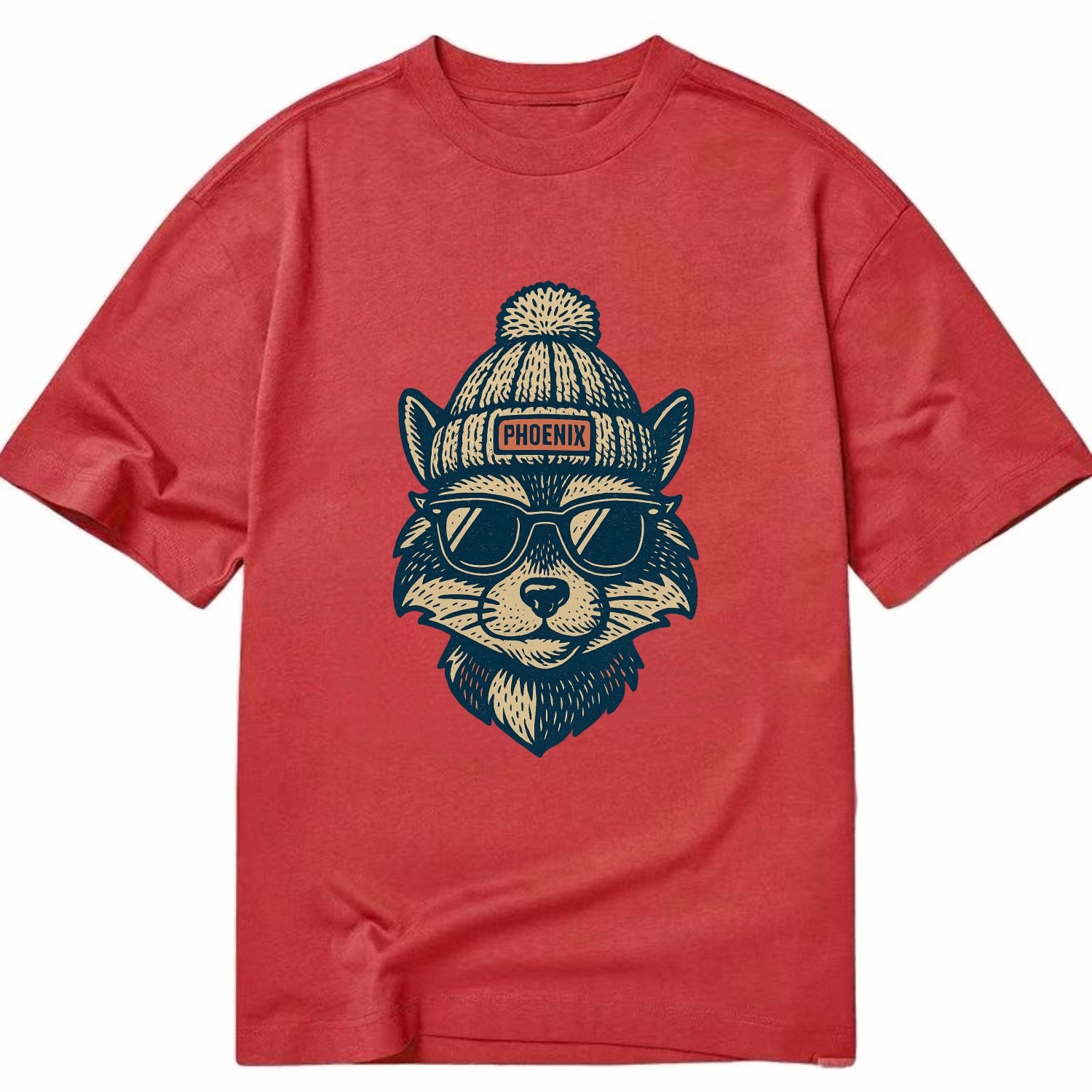 Arizona Ringtail wearing Phoenix beanie with pom pom and wayfarer sunglasses - Classic T-shirt - Red