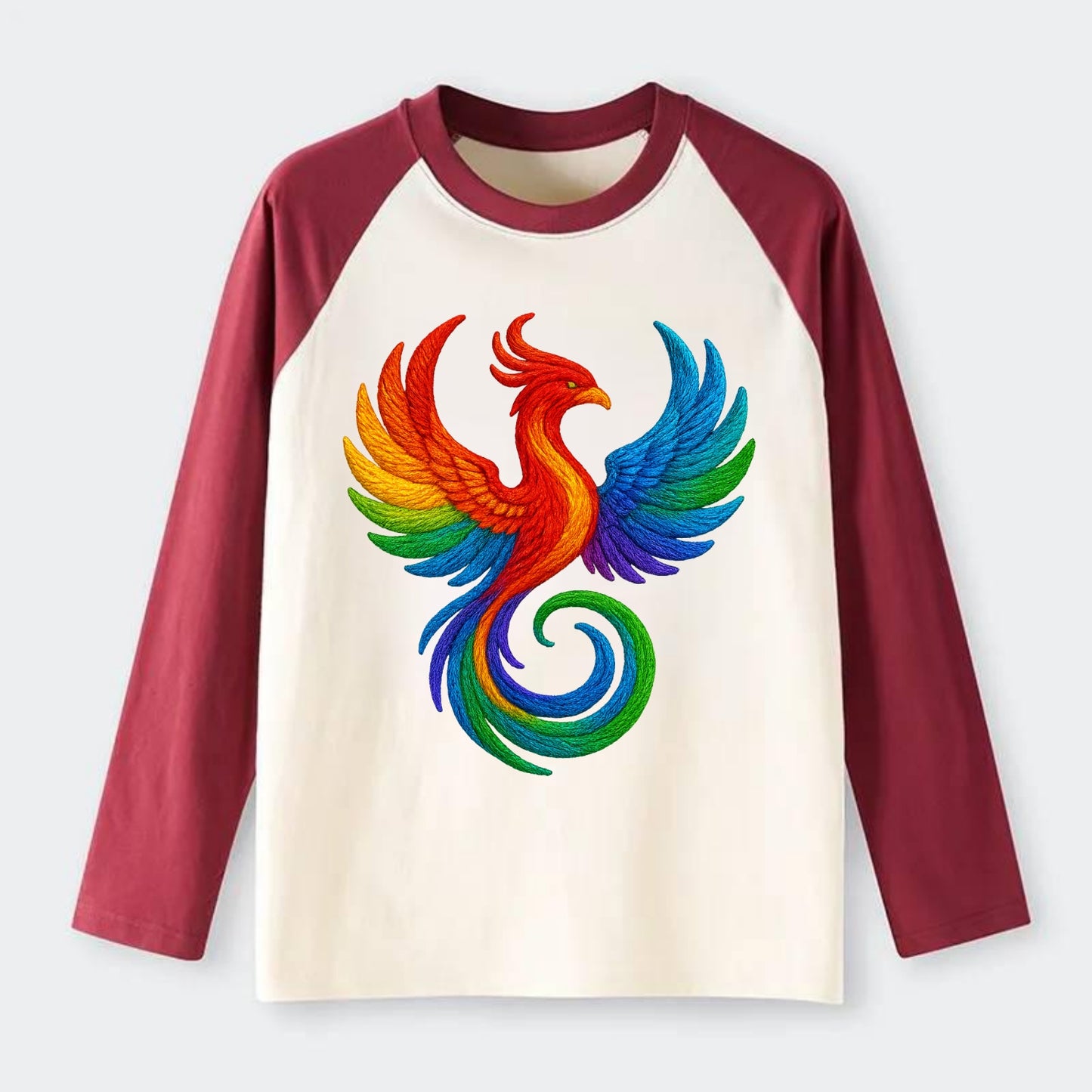 Phoenix Rising  - Raglan Long Sleeve T-Shirt - Red