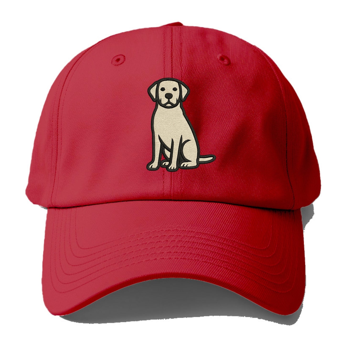 Goldador - Golden Lab mix sitting pose - Baseball Cap - Red
