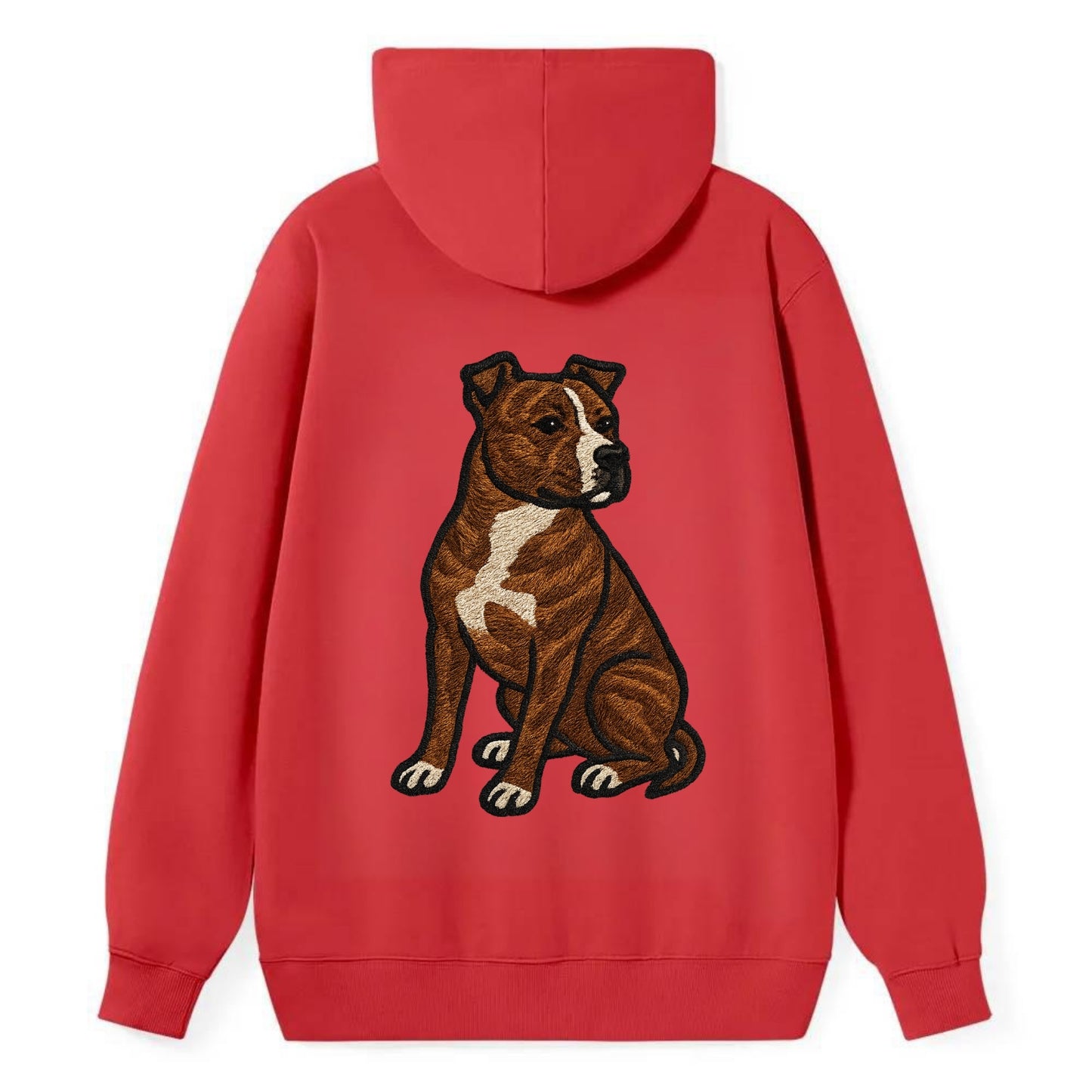 American Staffordshire Terrier - Brindle embroidered pose - Classic Pullover Hoodie - Red