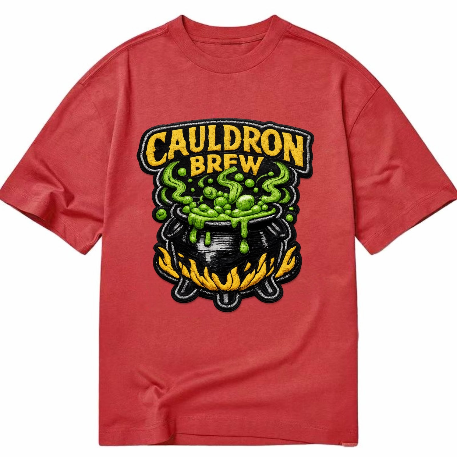 CAULDRON BREW - bubbling pot in black and green , witch craft - Classic T-shirt - Red
