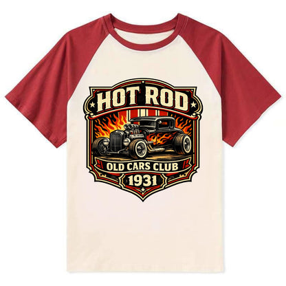Hot Rod Club 1931 - Contrast Raglan T-shirt - Red