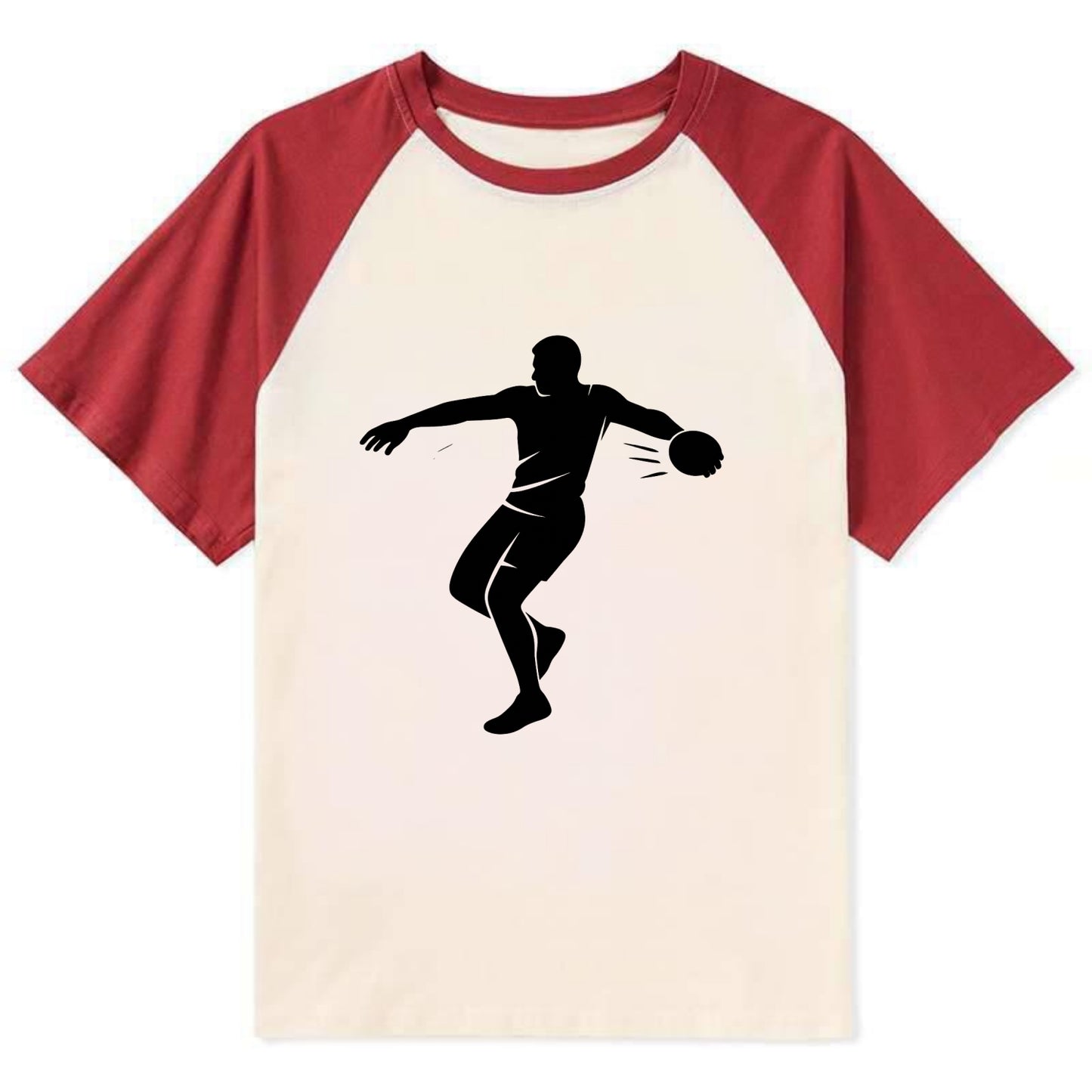 Discus thrower spinning release - Contrast Raglan T-shirt - Red