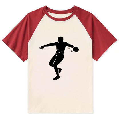 Discus thrower spinning release - Contrast Raglan T-shirt - Red