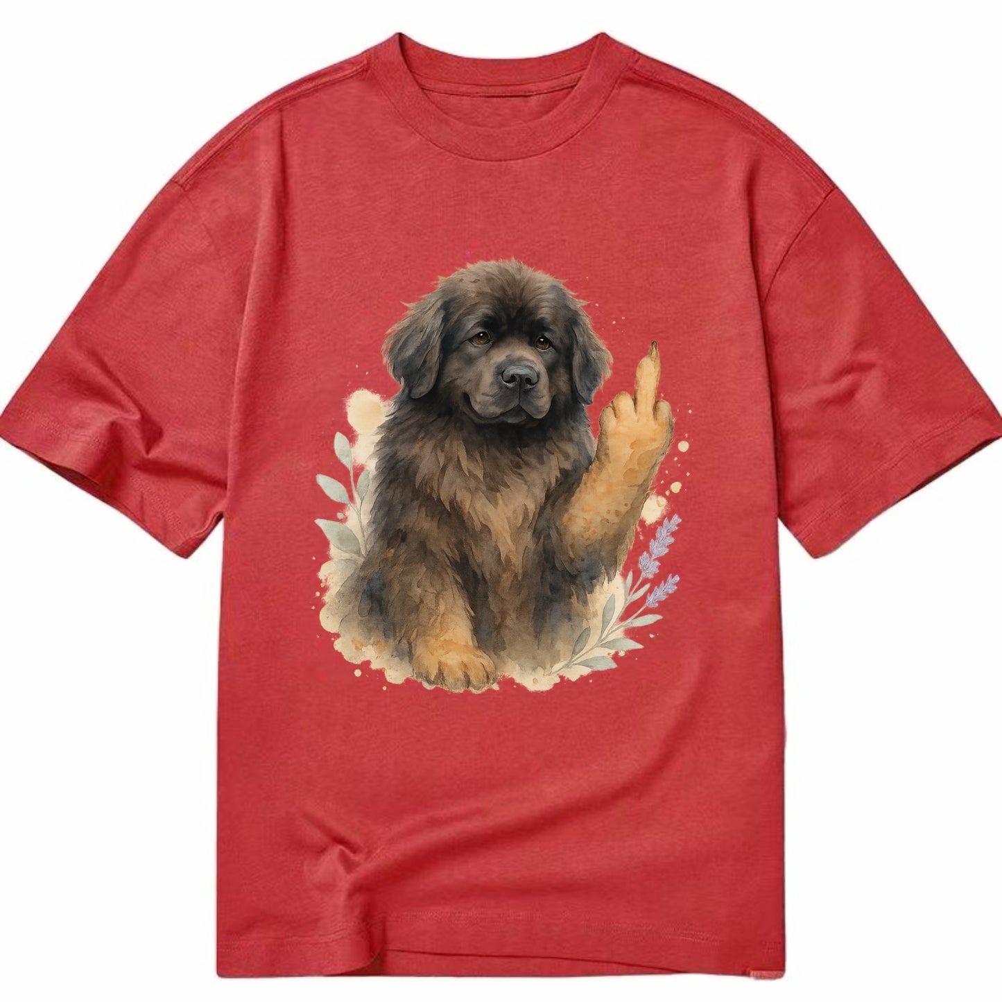 Newfoundland fluffy bear-like with webbed paws, massive gentle paw up - Classic T-shirt - Red