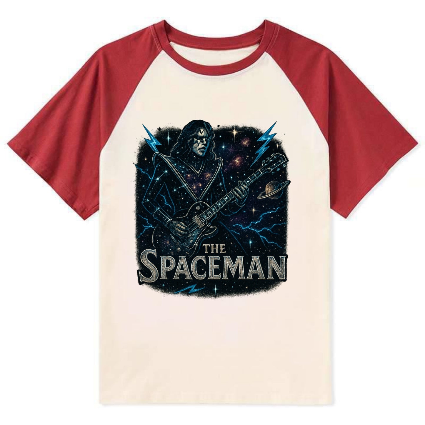 Spaceman Constellation - Contrast Raglan T-shirt - Red