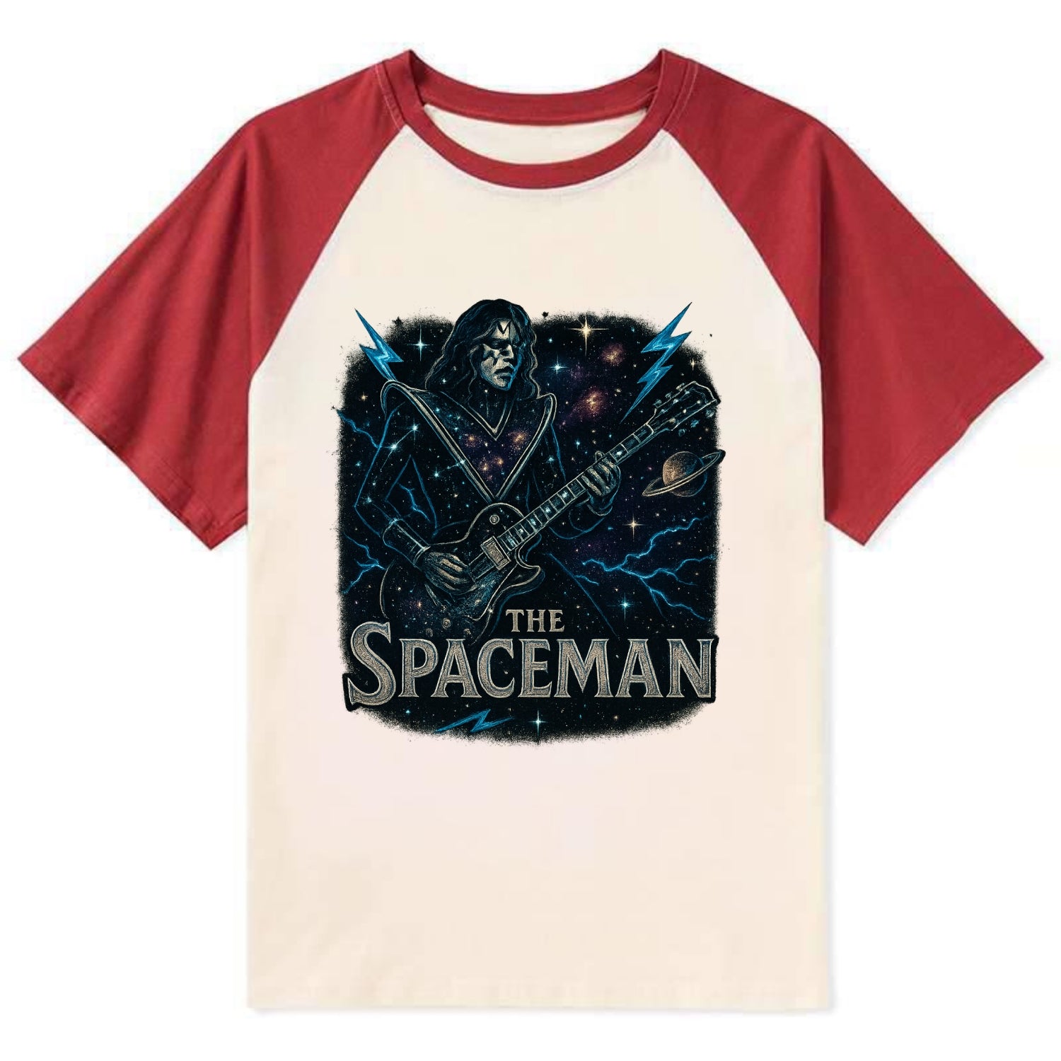 Spaceman Constellation - Contrast Raglan T-shirt - Red