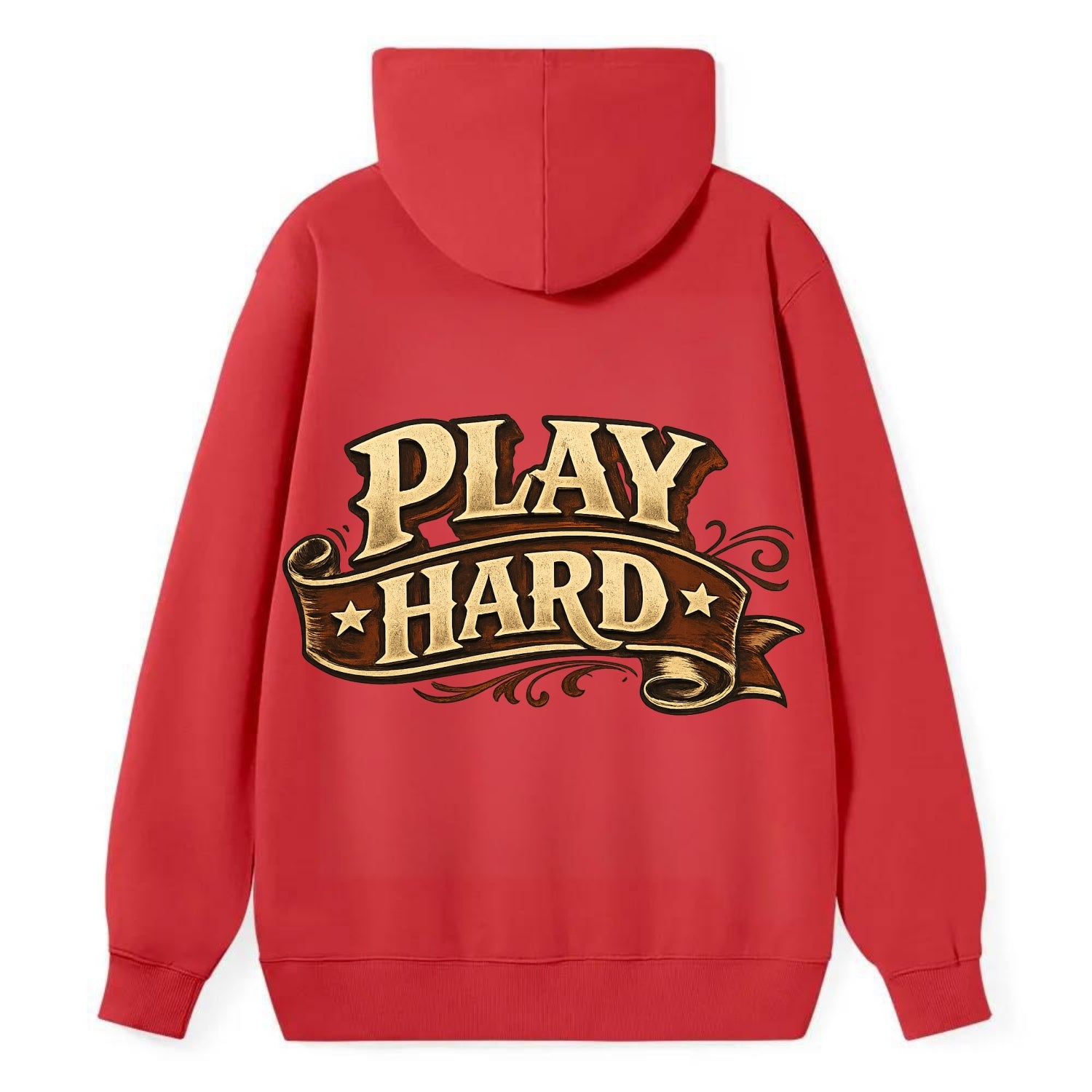Bold typography design - "PLAY HARD" - giving your all, full effort - Classic Pullover Hoodie - Red