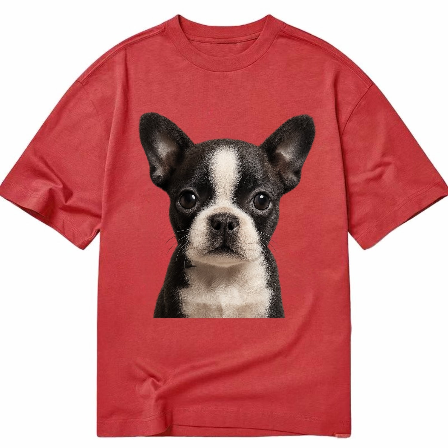 Baby Boston Terrier Puppy - tuxedo markings, big round eyes, bat ears, - Classic T-shirt - Red