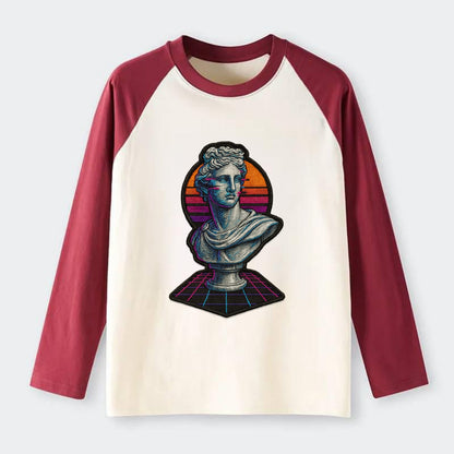 Greek Statue - Raglan Long Sleeve T-Shirt - Red