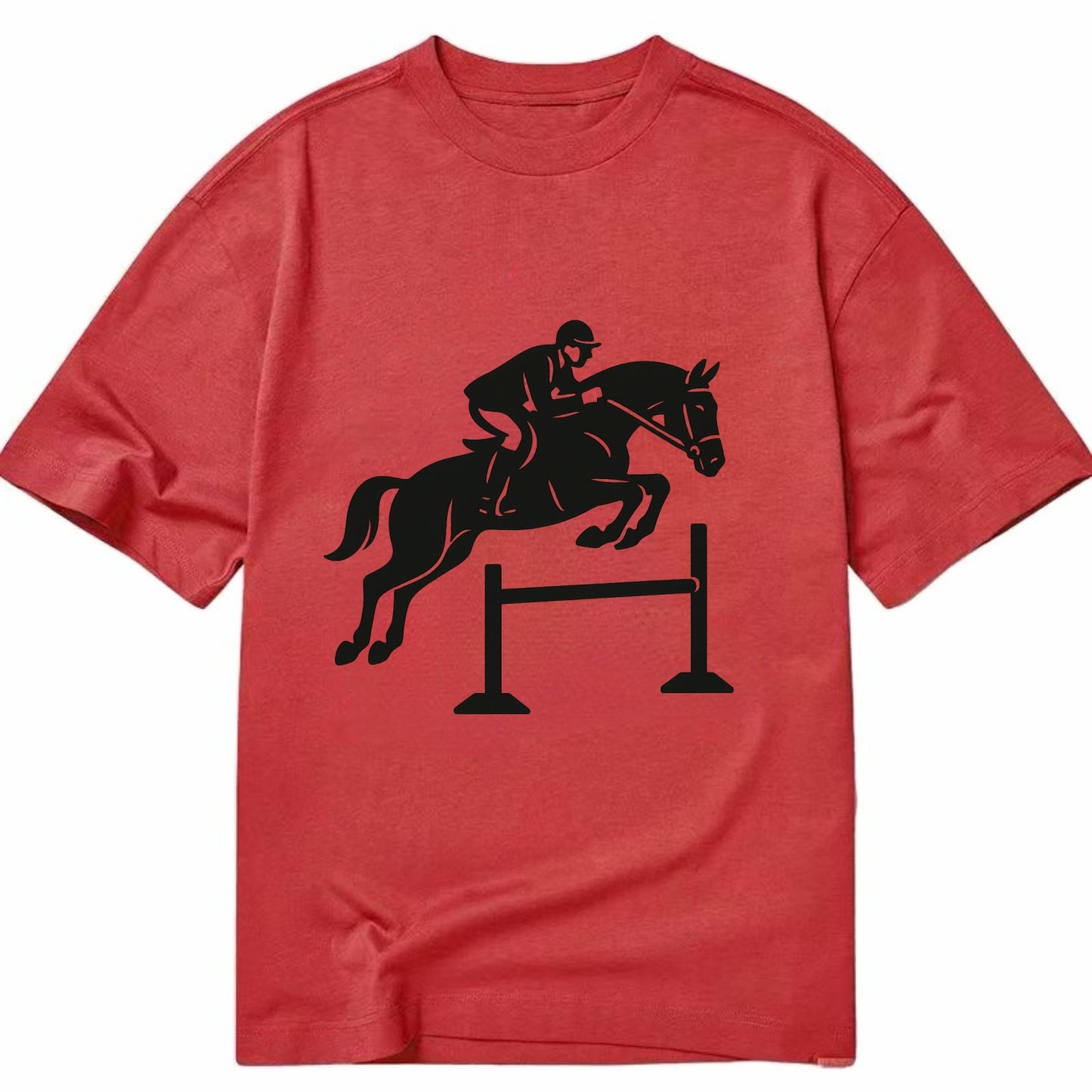 Equestrian jumping over obstacle - Classic T-shirt - Red