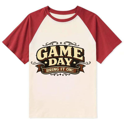 Bold typography design - GAME DAY - competition ready, bring it on - Contrast Raglan T-shirt