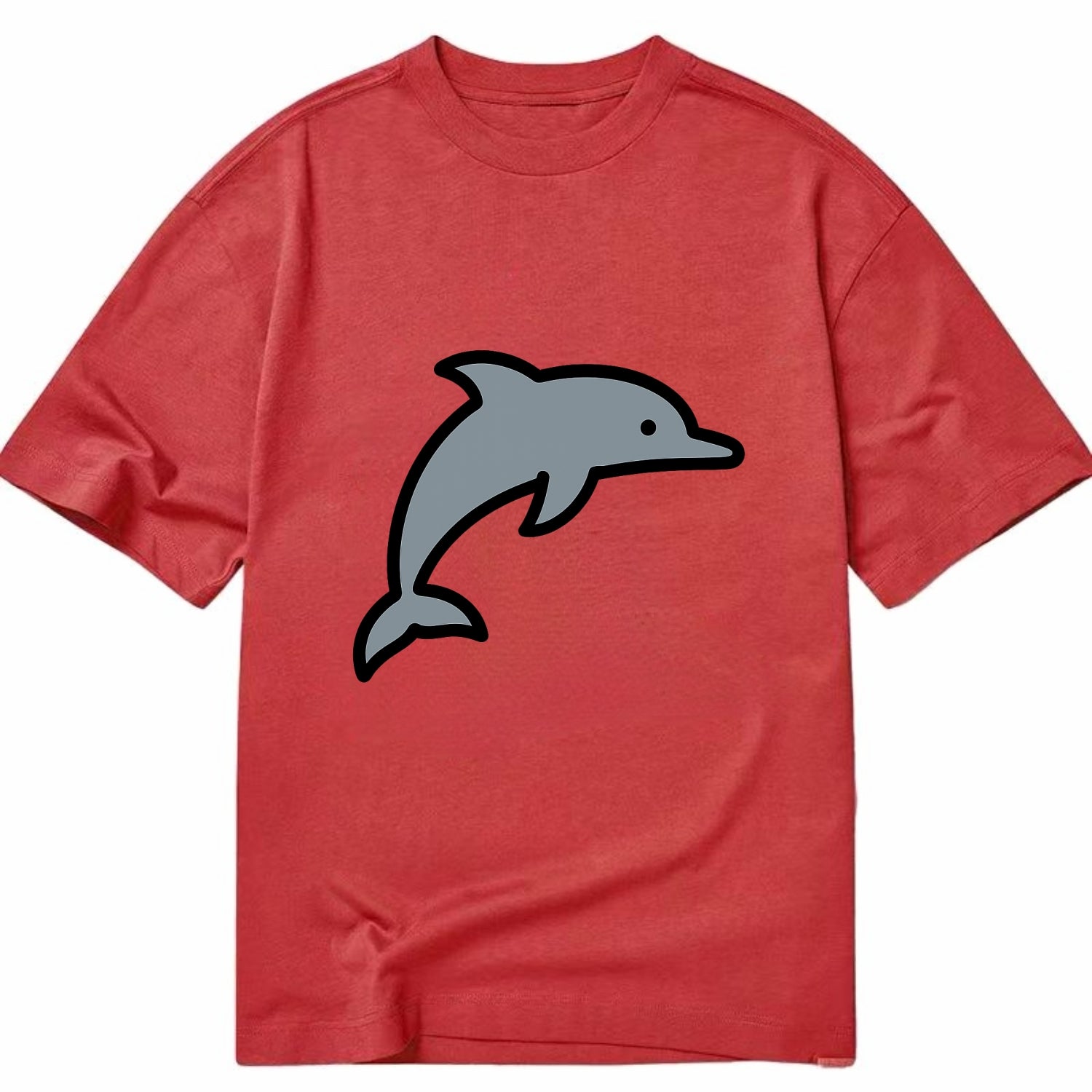 Bottlenose Dolphin - Gray jumping pose flat side profile - Classic T-shirt - Red