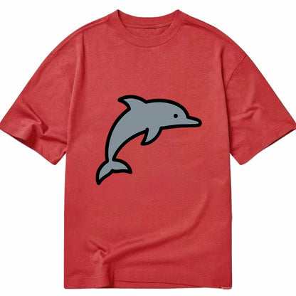 Bottlenose Dolphin - Gray jumping pose flat side profile - Classic T-shirt - Red