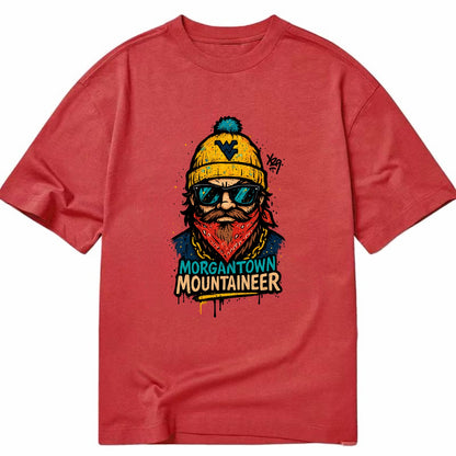 Morgantown Mountaineer wearing West Virginia beanie with WV patch - Classic T-shirt - Red