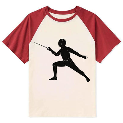 Fencer in lunge position - Contrast Raglan T-shirt - Red