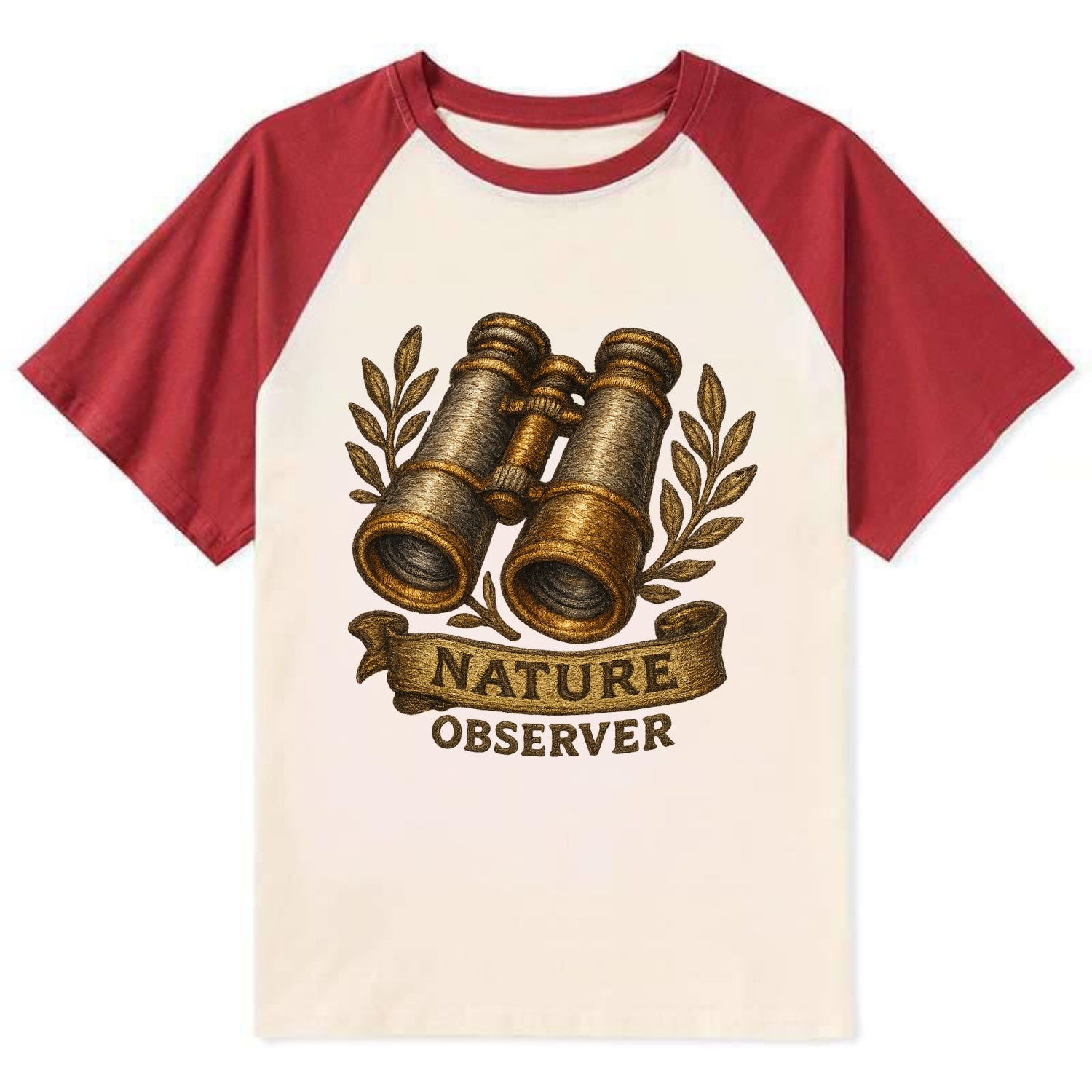 Binoculars for birdwatching - nature observer - Contrast Raglan T-shirt - Red