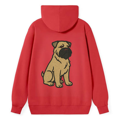 Bouvier des Flandres - Fawn rough coat embroidered design - Classic Pullover Hoodie - Red