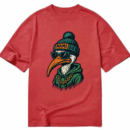 Coral Gables Ibis wearing Miami beanie with U patch - Classic T-shirt - Red