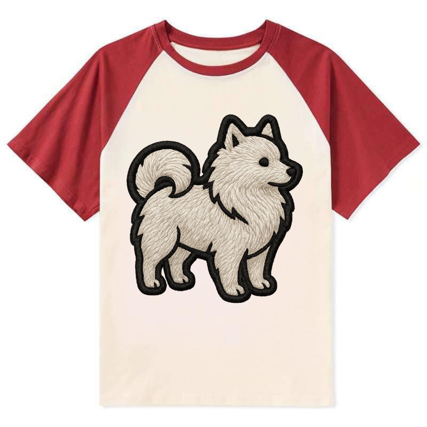 Japanese Spitz - Contemporary white spit - Contrast Raglan T-shirt - Red