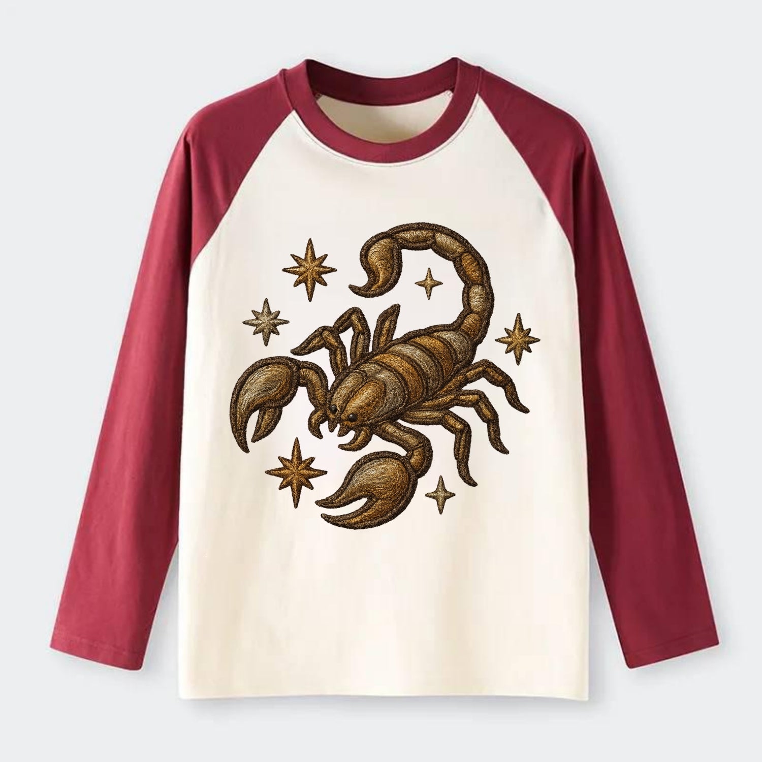 Scorpio Scorpion  - Raglan Long Sleeve T-Shirt - Red
