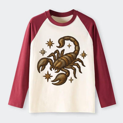 Scorpio Scorpion  - Raglan Long Sleeve T-Shirt - Red
