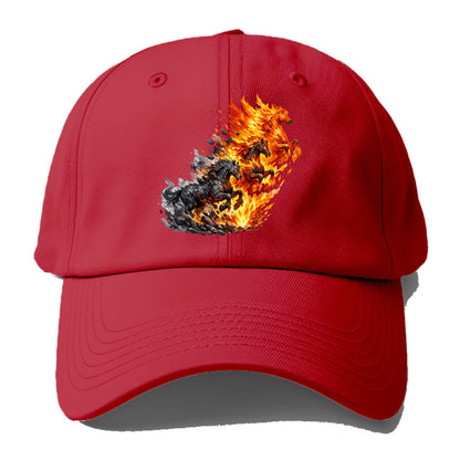 INFERNO STALLION | Horse made entirely of living flames | Blazing mane and tail | - Baseball Cap - Red