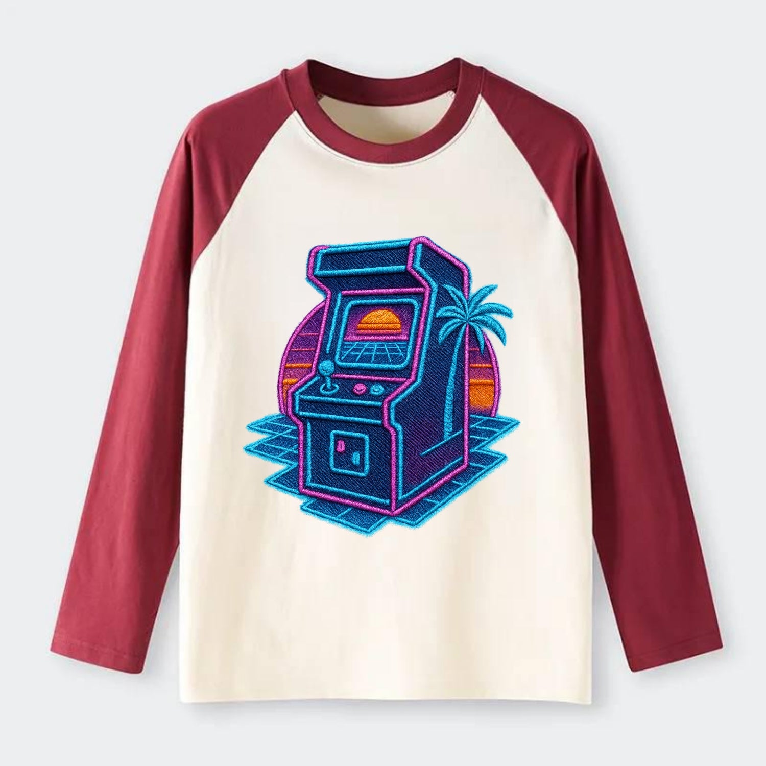 Arcade Machine - Raglan Long Sleeve T-Shirt - Red