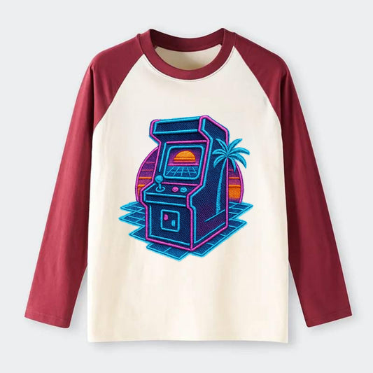 Arcade Machine - Raglan Long Sleeve T-Shirt - Red