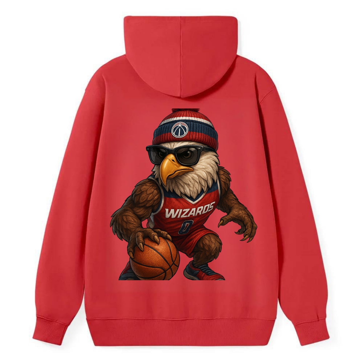 DC Eagle wearing Wizards red white and blue beanie with monument patch - Classic Pullover Hoodie - Red