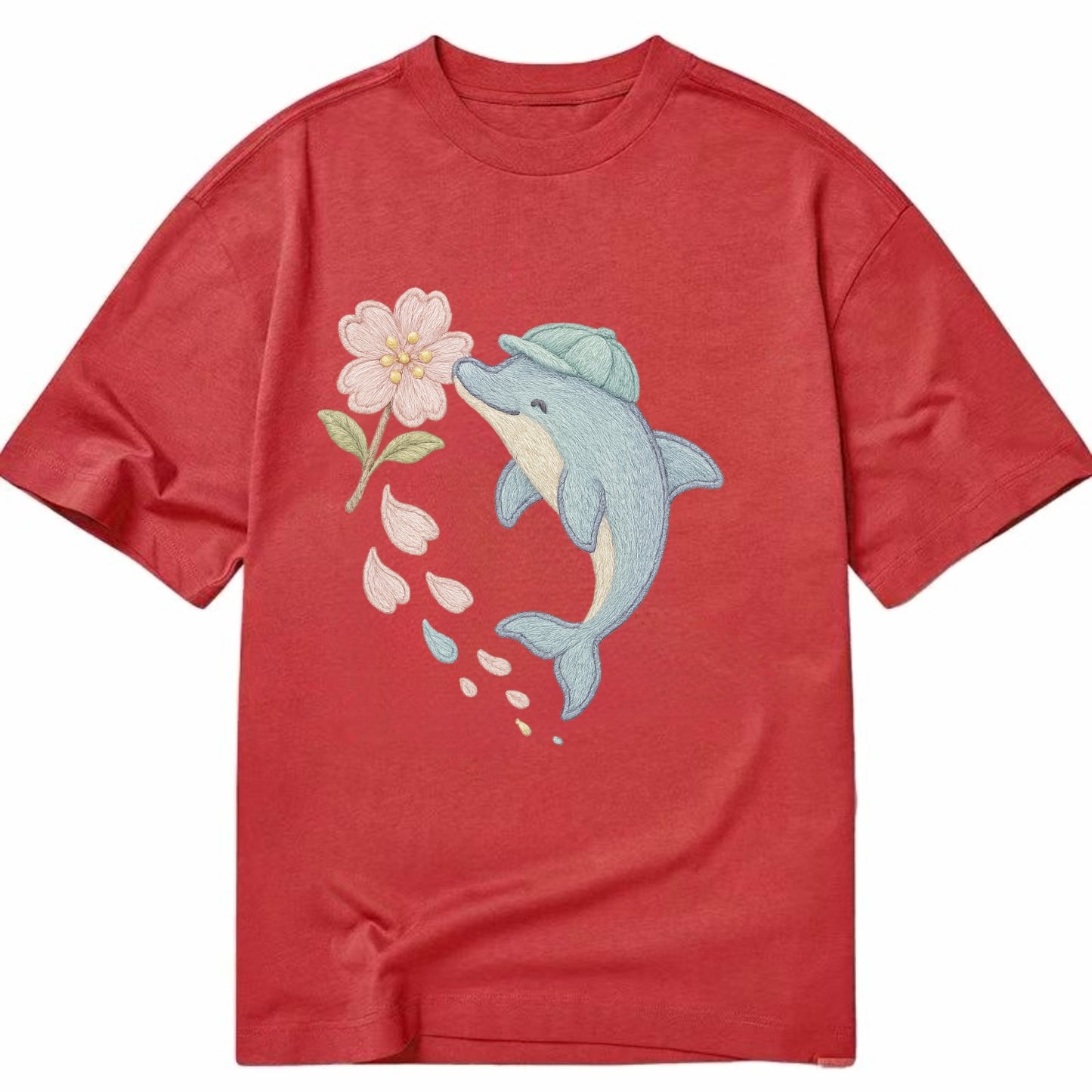 Dolphin Sakura Leap  - Classic T-shirt - Red