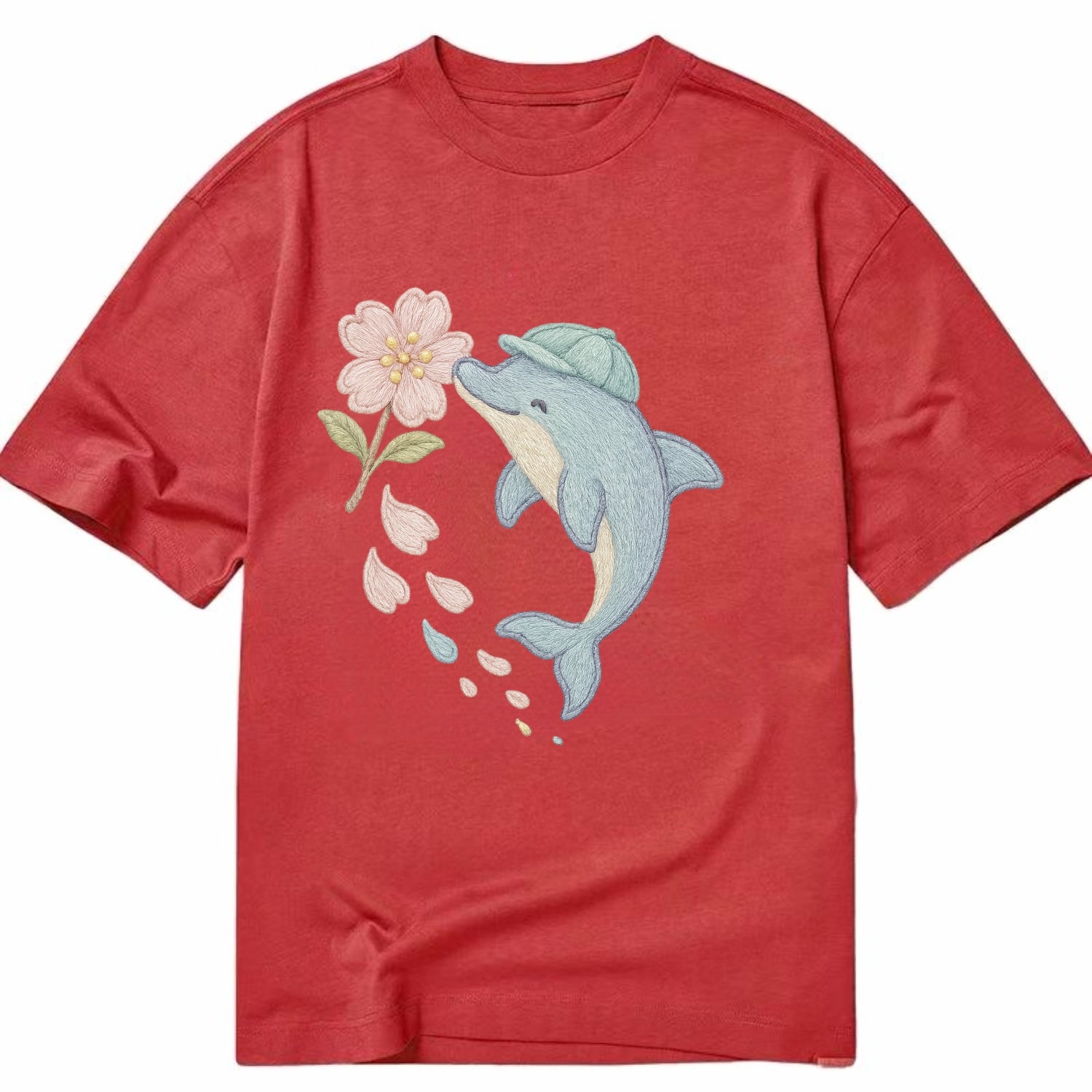Dolphin Sakura Leap  - Classic T-shirt - Red