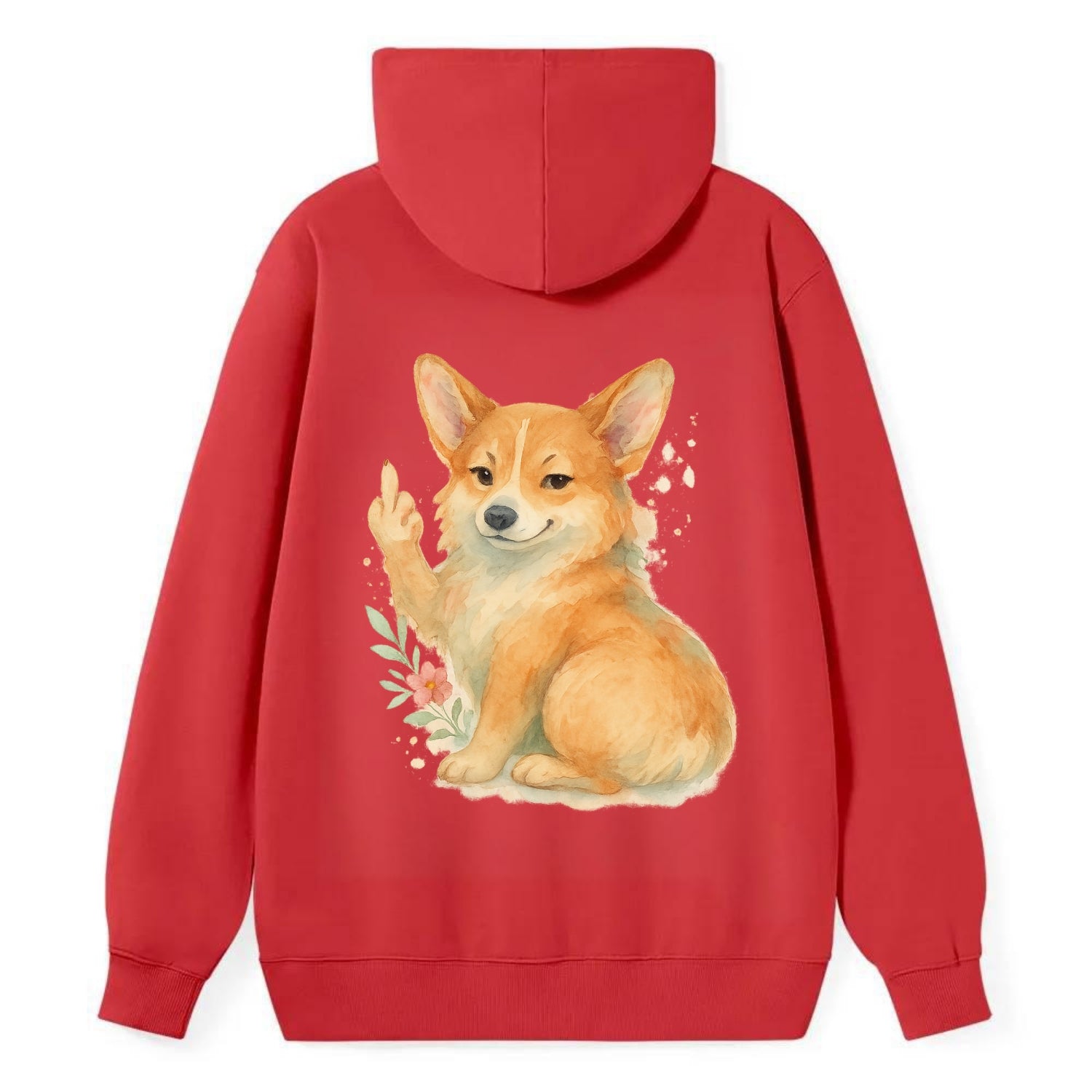 Corgi short legs and fluffy butt, one stubby paw up with sass - Classic Pullover Hoodie - Red