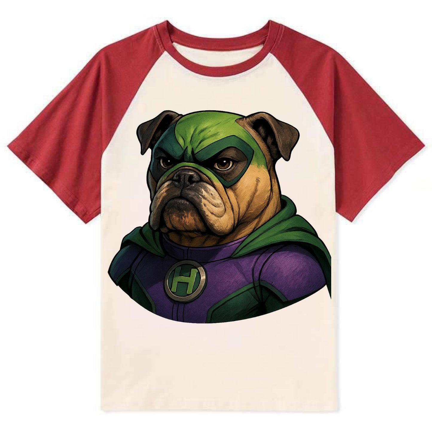 Bulldog Strong Hero  - Contrast Raglan T-shirt - Red