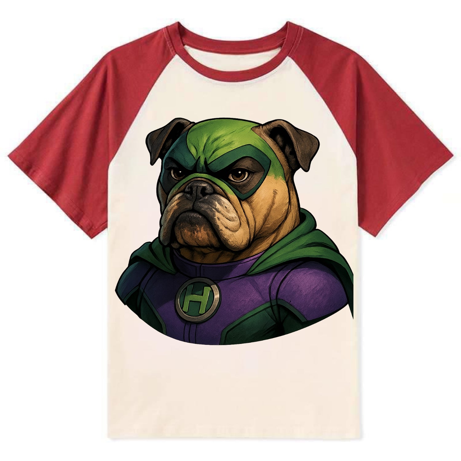 Bulldog Strong Hero  - Contrast Raglan T-shirt - Red