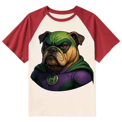 Bulldog Strong Hero  - Contrast Raglan T-shirt - Red