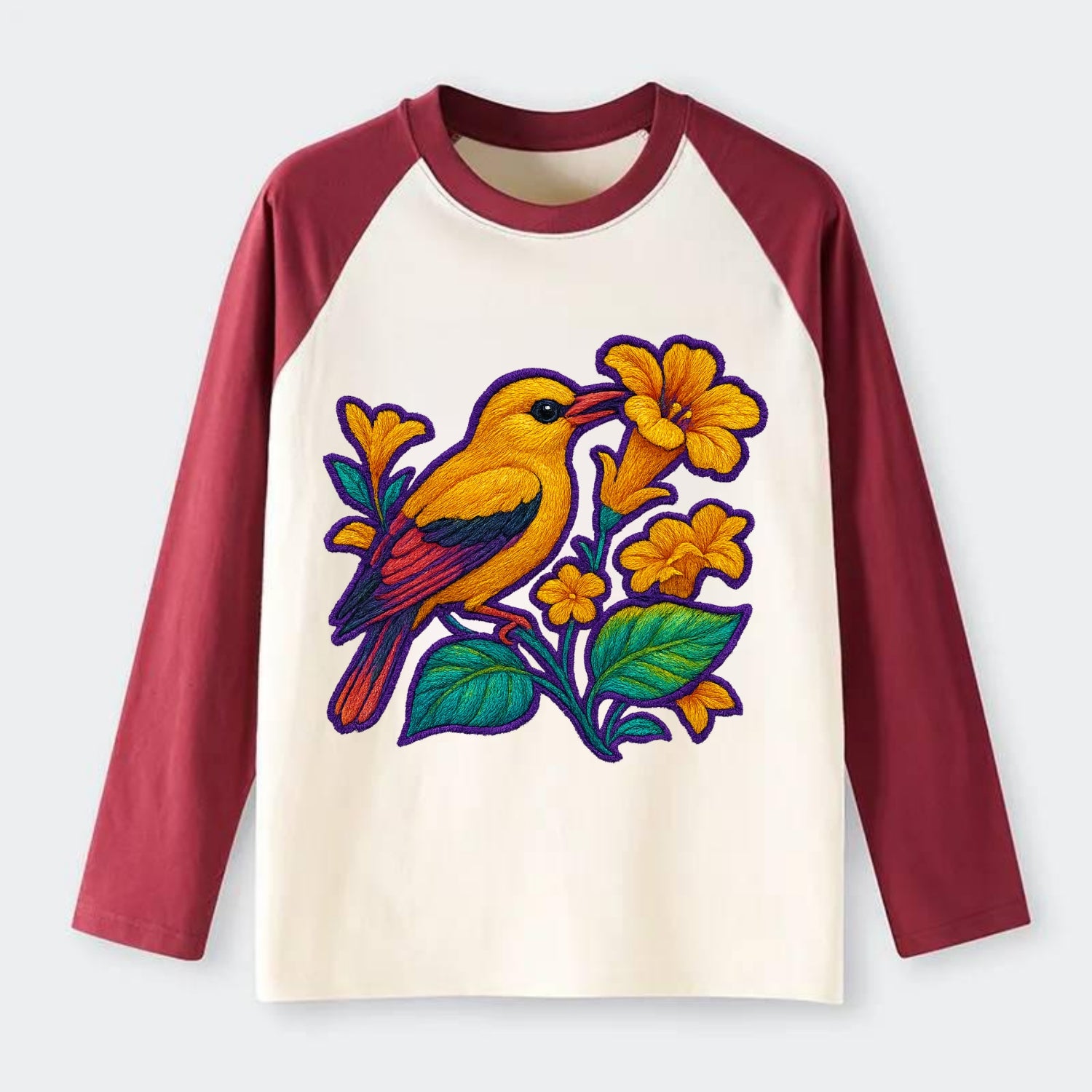 Golden Oriole - Raglan Long Sleeve T-Shirt - Red