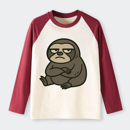 The Sloth Judging Silently - Raglan Long Sleeve T-Shirt - Red