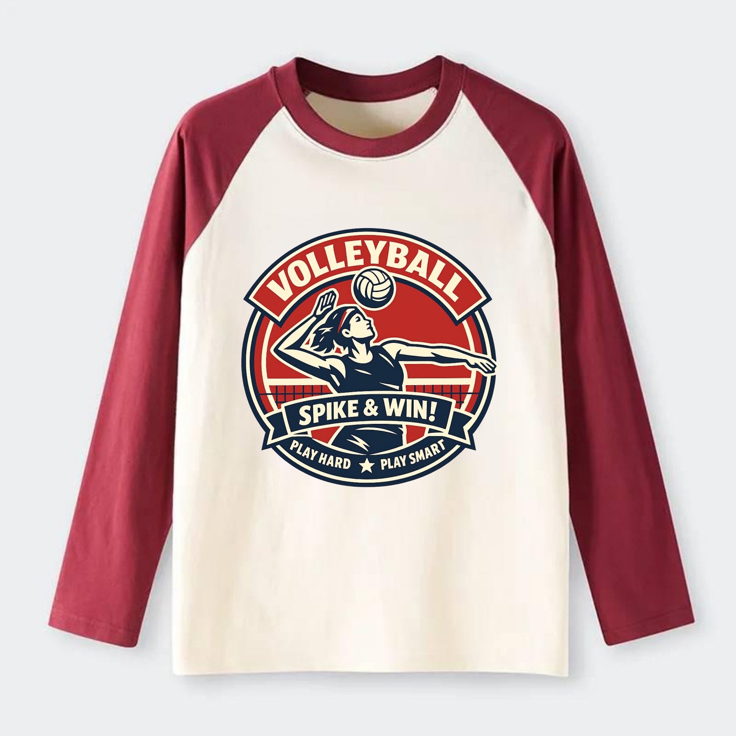 Dynamic Spike Emblem - Raglan Long Sleeve T-Shirt - Red