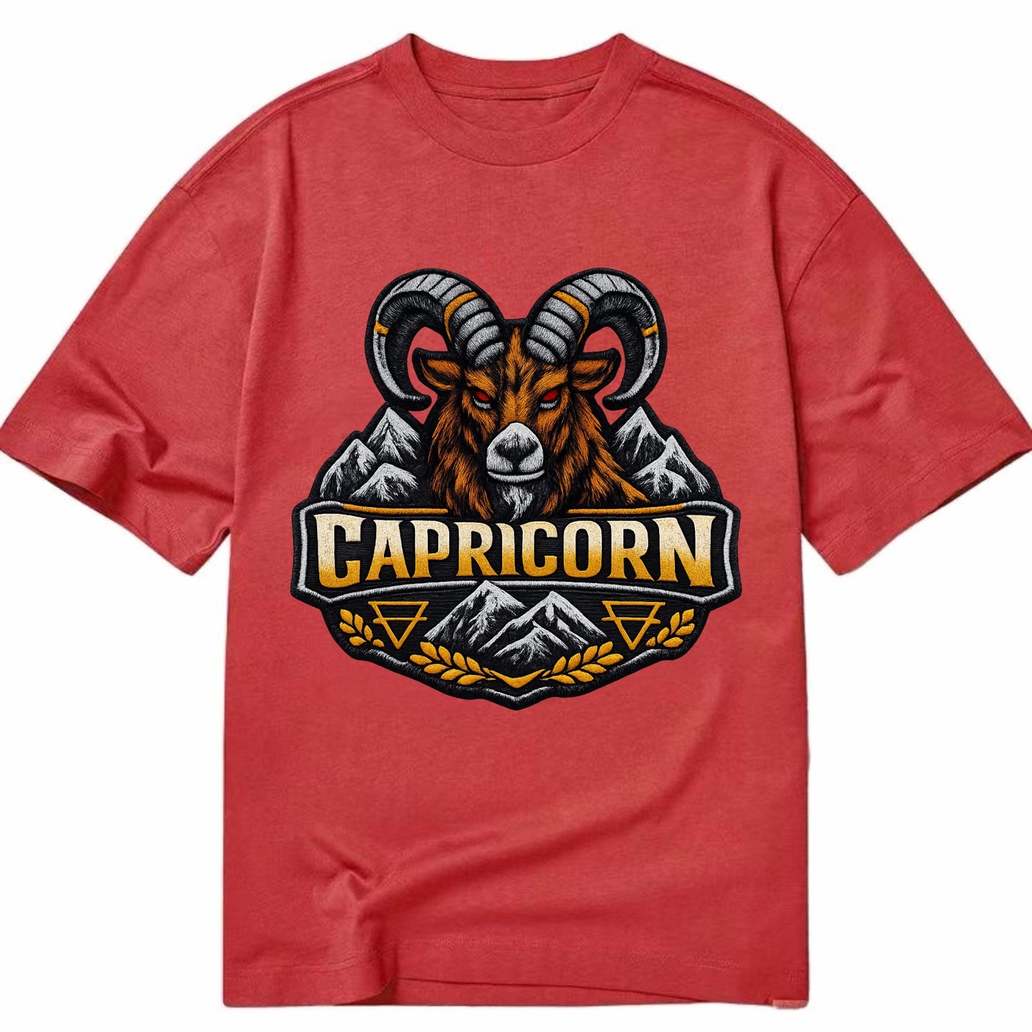 CAPRICORN GOAT - mountain goat in brown and gray , earth sign - Classic T-shirt - Red