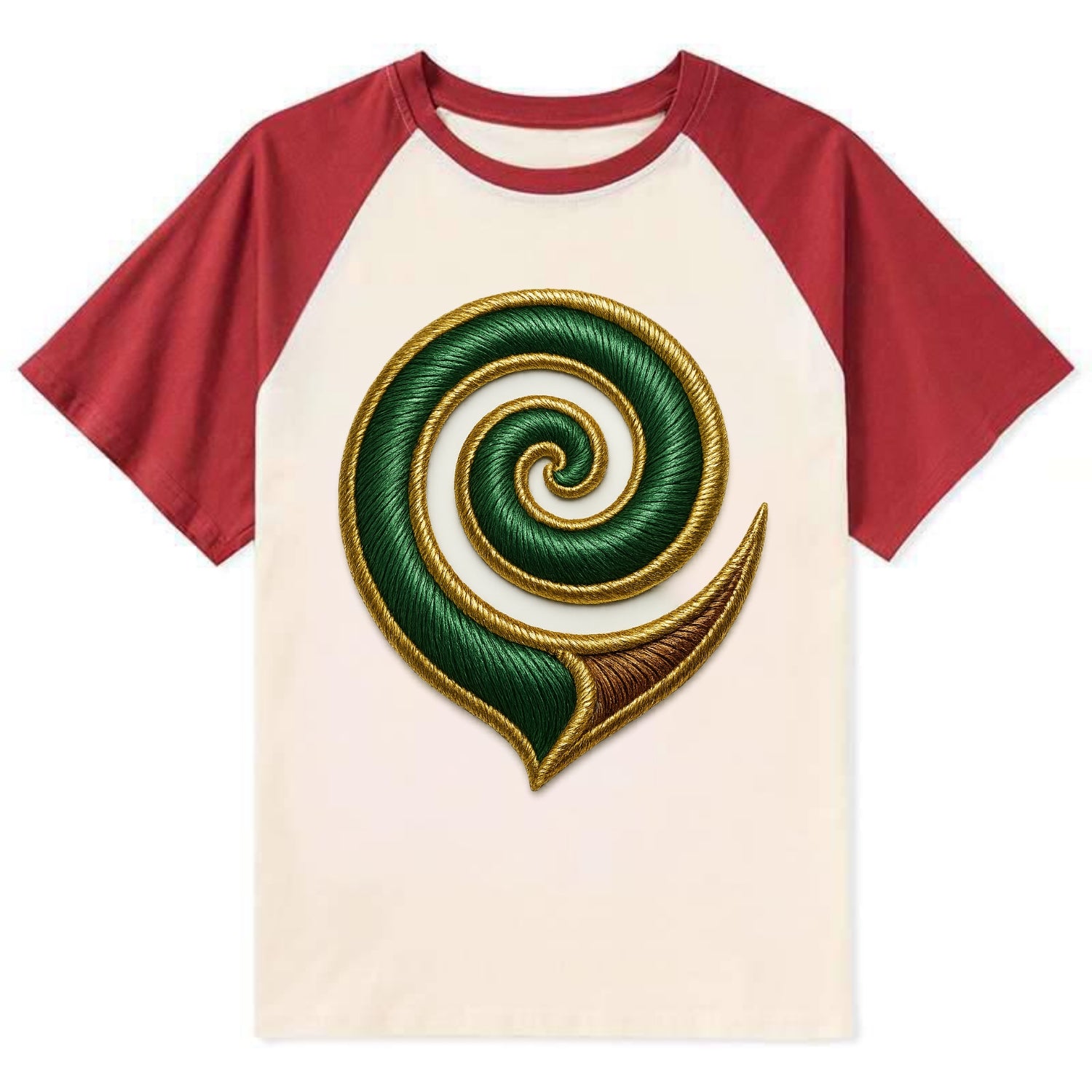 Maori Koru  - Contrast Raglan T-shirt - Red