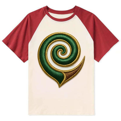 Maori Koru  - Contrast Raglan T-shirt - Red