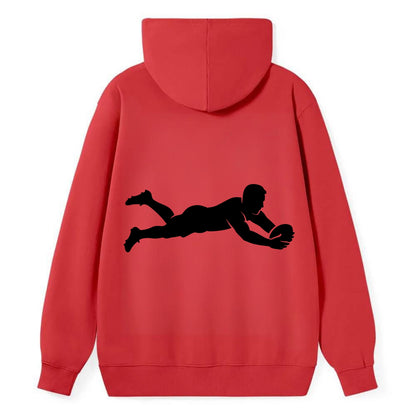 Rugby player diving for try - Classic Pullover Hoodie - Red