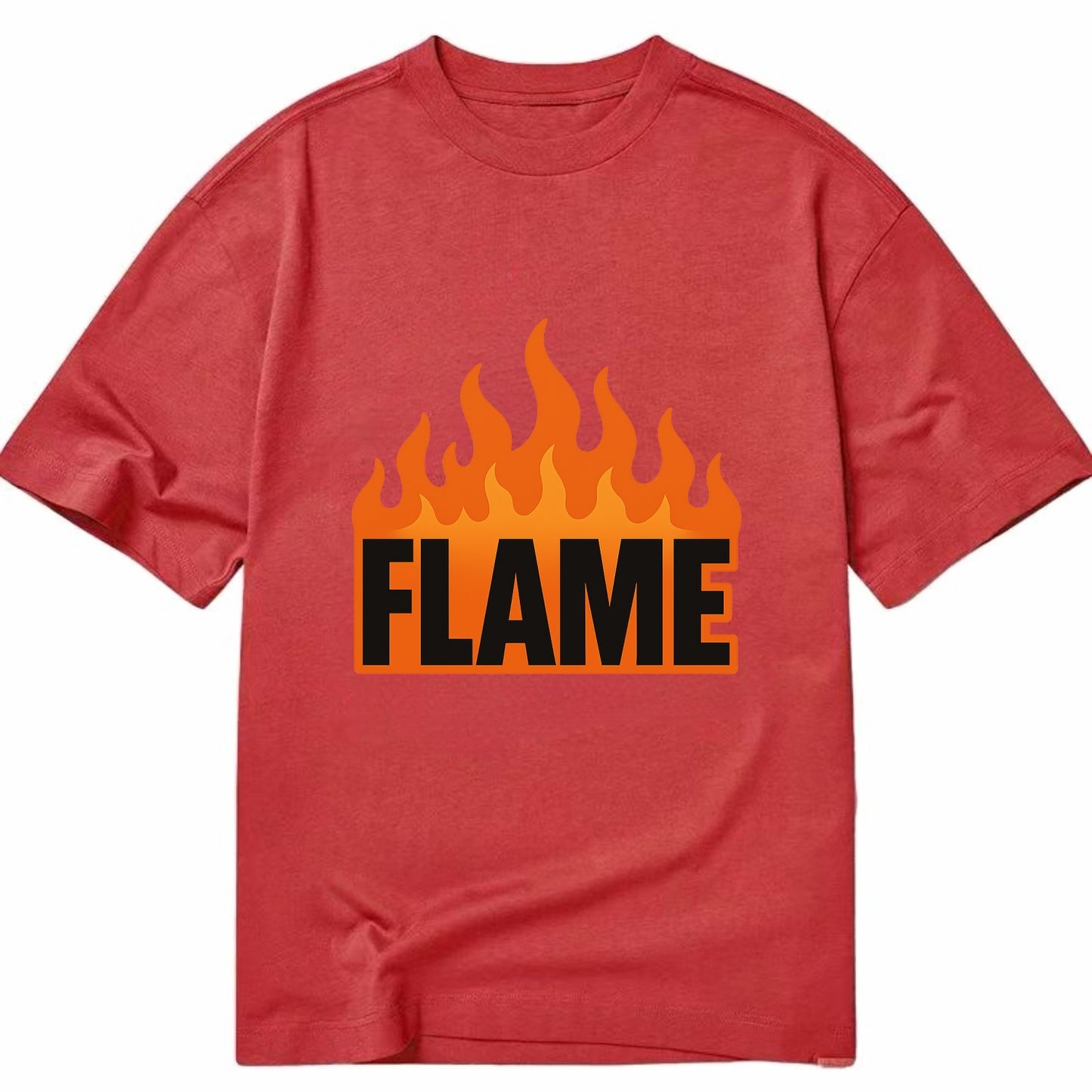 Bold typography design - "FLAME" - burning bright, passionate - Classic T-shirt - Red