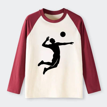 Volleyball player spiking ball - Raglan Long Sleeve T-Shirt - Red