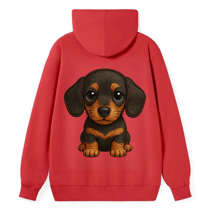 Baby Dachshund Puppy - long body, short legs, floppy ears, curious eyes, - Classic Pullover Hoodie - Red
