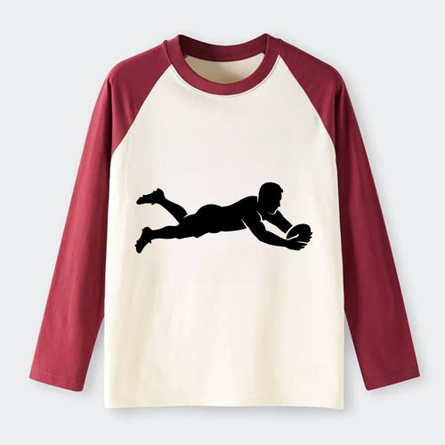 Rugby player diving for try - Raglan Long Sleeve T-Shirt